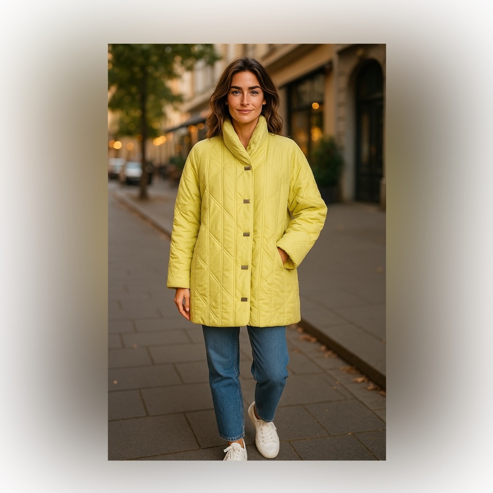 Artifacts Lime Green Puffer Jacket SZ‎ S Women Insulated Grey Duck Down Winter